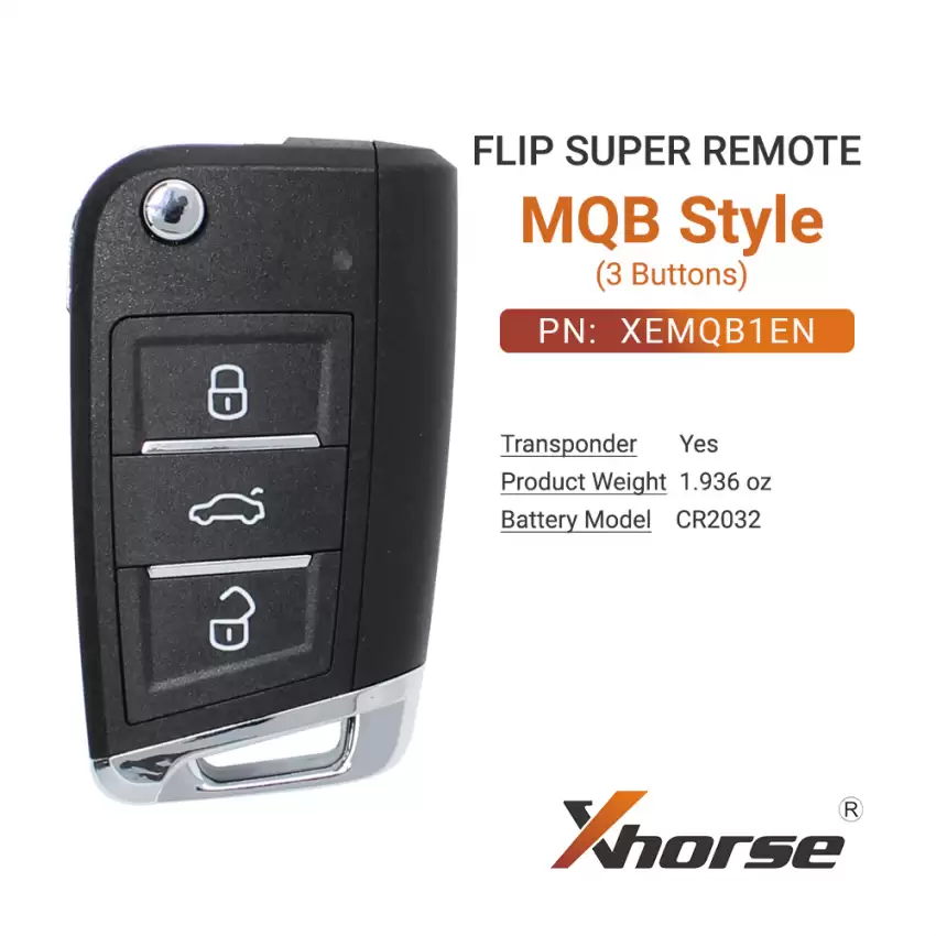 Xhorse Super Remote Flip Key MQB Style 3 Buttons  XEMQB1EN - CR-XHS-XEMQB1EN  p-3
