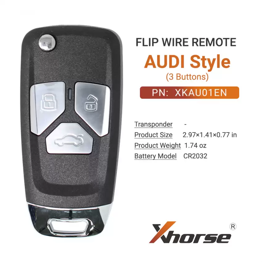 Xhorse Wire Flip Remote Key Audi Style 3 Buttons XKAU01EN - CR-XHS-XKAU01EN  p-3