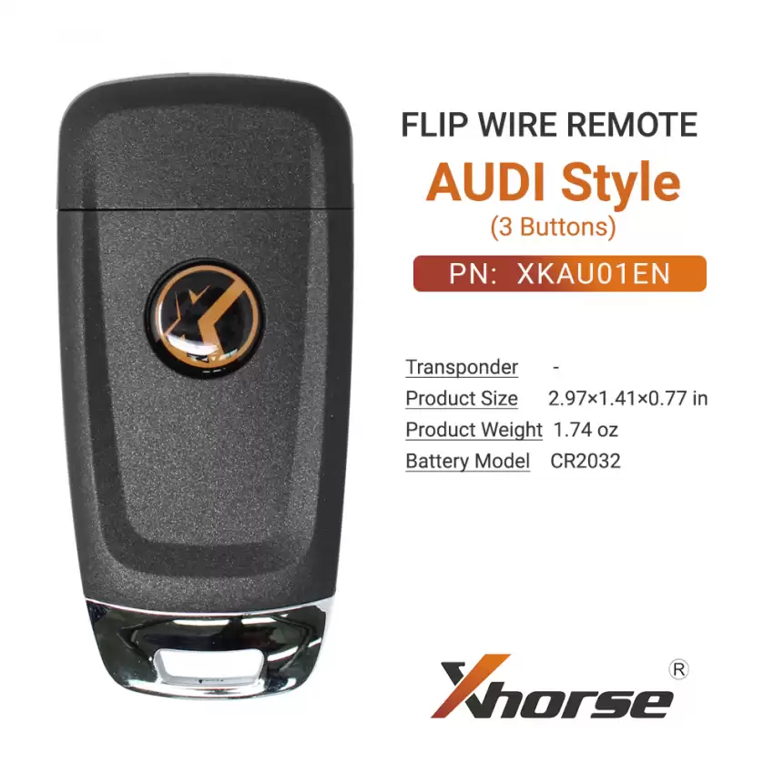 Xhorse Wire Flip Remote Key Audi Style 3 Buttons XKAU01EN - CR-XHS-XKAU01EN  p-4