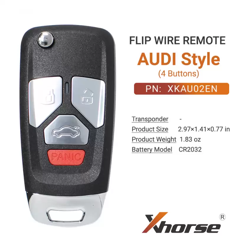 Xhorse Wire Flip Remote Key Audi Style 4 Buttons XKAU02EN - CR-XHS-XKAU02EN  p-3