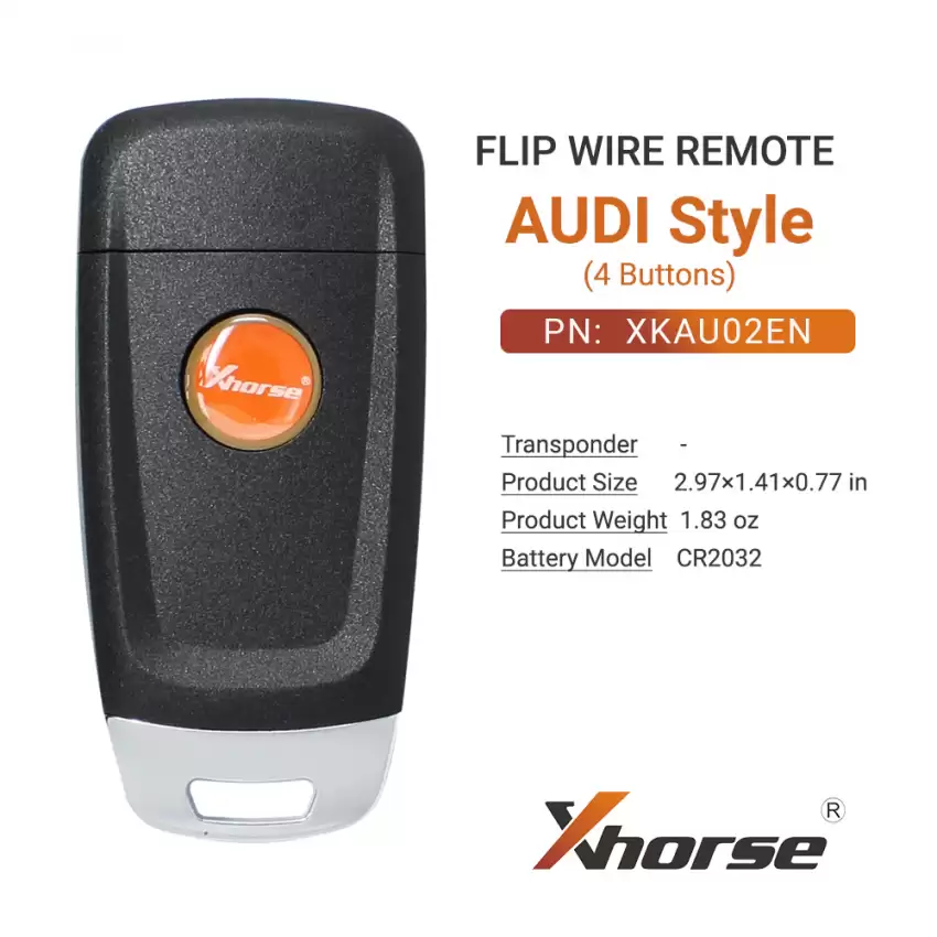 Xhorse Wire Flip Remote Key Audi Style 4 Buttons XKAU02EN - CR-XHS-XKAU02EN  p-4