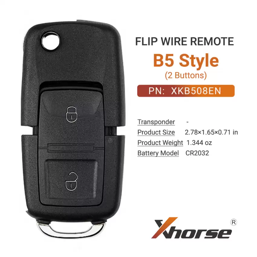 Xhorse VVDI Flip Wire Remote Key B5 Style 2 Buttons XKB508EN - CR-XHS-XKB508EN  p-3