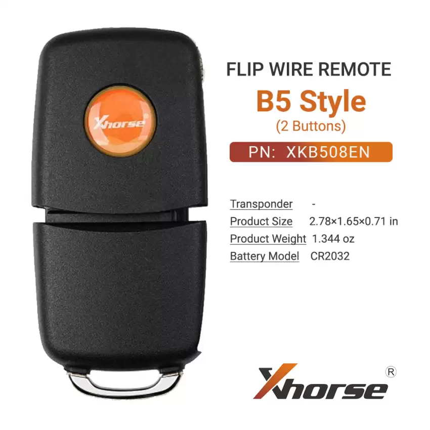 Xhorse VVDI Flip Wire Remote Key B5 Style 2 Buttons XKB508EN - CR-XHS-XKB508EN  p-4