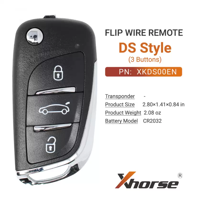 Xhorse Wire Flip Remote Key DS Style 3 Buttons XKDS00EN - CR-XHS-XKDS00EN  p-3
