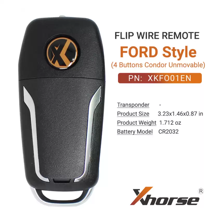 Xhorse Wire Flip Remote Ford Style Condor Unmovable Key Ring 4 Buttons XKFO01EN - CR-XHS-XKFO01EN  p-4