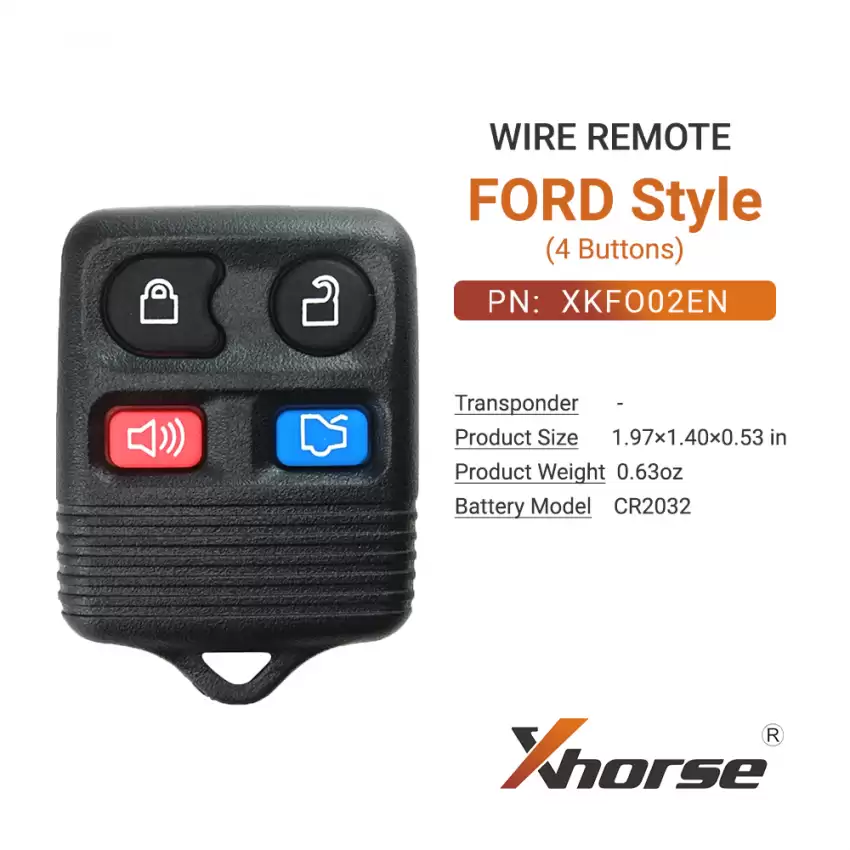 Xhorse Wire Remote Ford Style Separate Square 4 Buttons XKFO02EN - CR-XHS-XKFO02EN  p-2