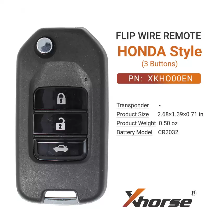 Xhorse Wire Flip Remote Key Honda Style 3 Buttons XKHO00EN - CR-XHS-XKHO00EN  p-3