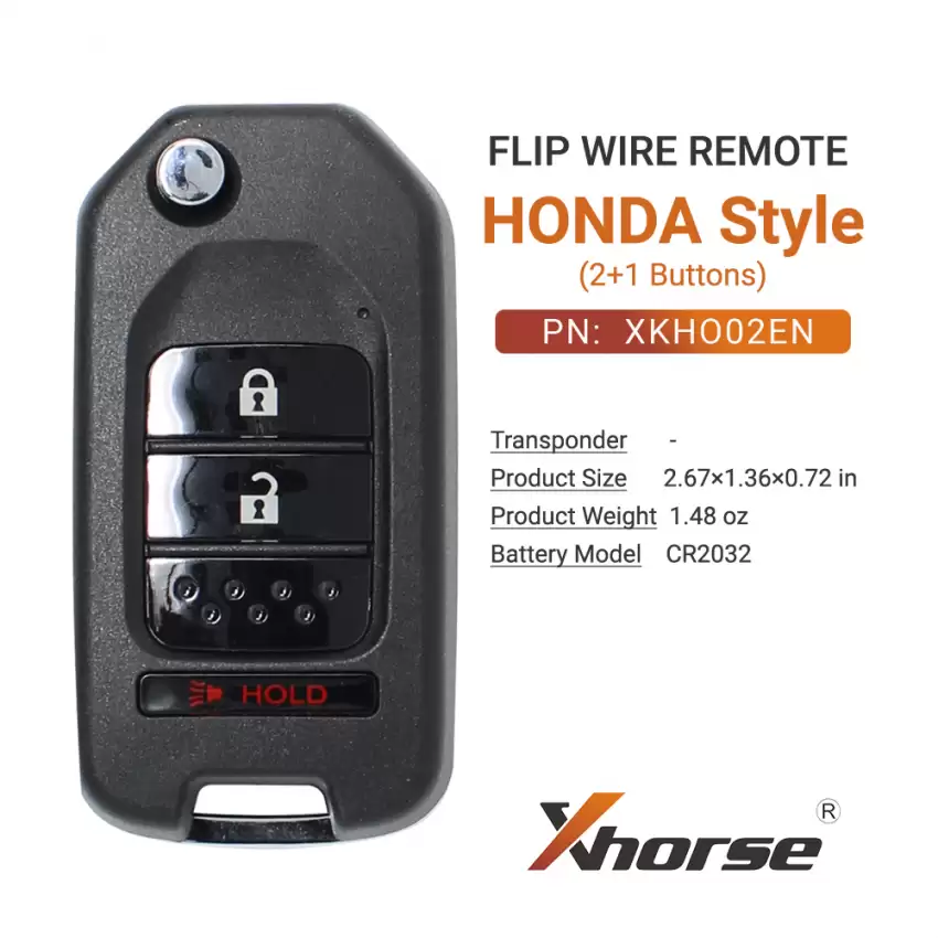 Xhorse Wire Flip Remote Key Honda Style 2+1 Buttons XKHO02EN - CR-XHS-XKHO02EN  p-3