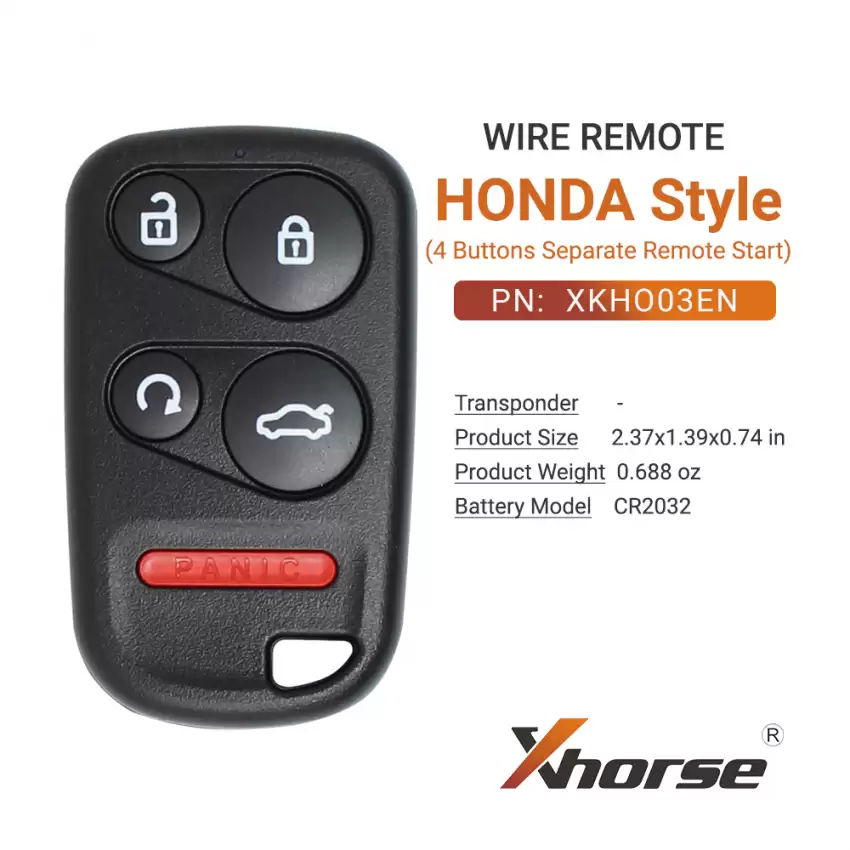 Xhorse Wire Remote Honda Style 5 Buttons Separate With Remote Start, Trunk Button XKHO03EN - CR-XHS-XKHO03EN  p-3