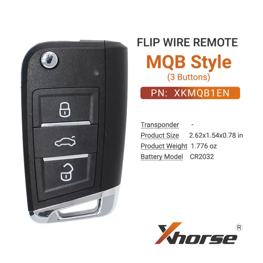 Xhorse Wire Flip Remote Key MQB Style 3 Buttons XKMQB1EN - CR-XHS-XKMQB1EN  p-3