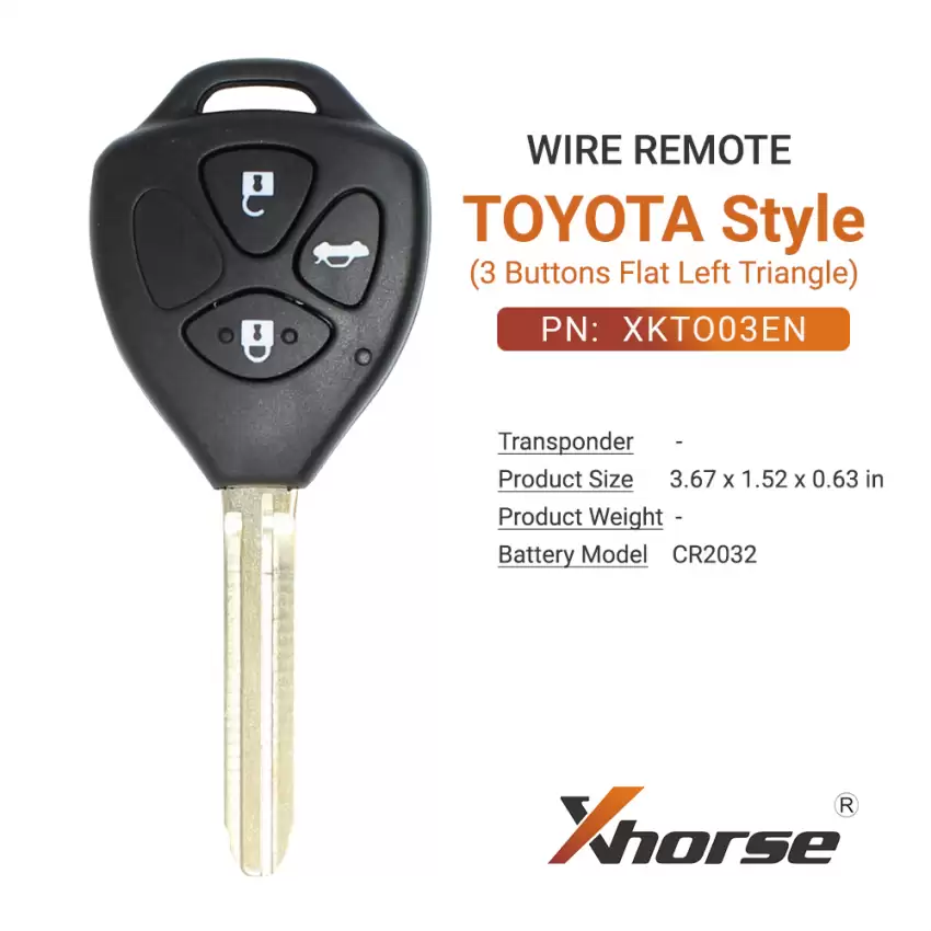 Xhorse Wire Remote Flat Left Triangle Toyota Style 3 Buttons XKTO03EN - CR-XHS-XKTO03EN  p-3
