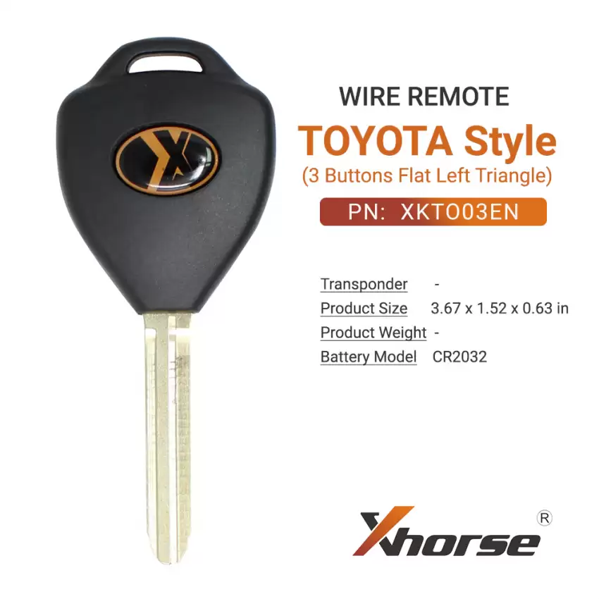 Xhorse Wire Remote Flat Left Triangle Toyota Style 3 Buttons XKTO03EN - CR-XHS-XKTO03EN  p-4