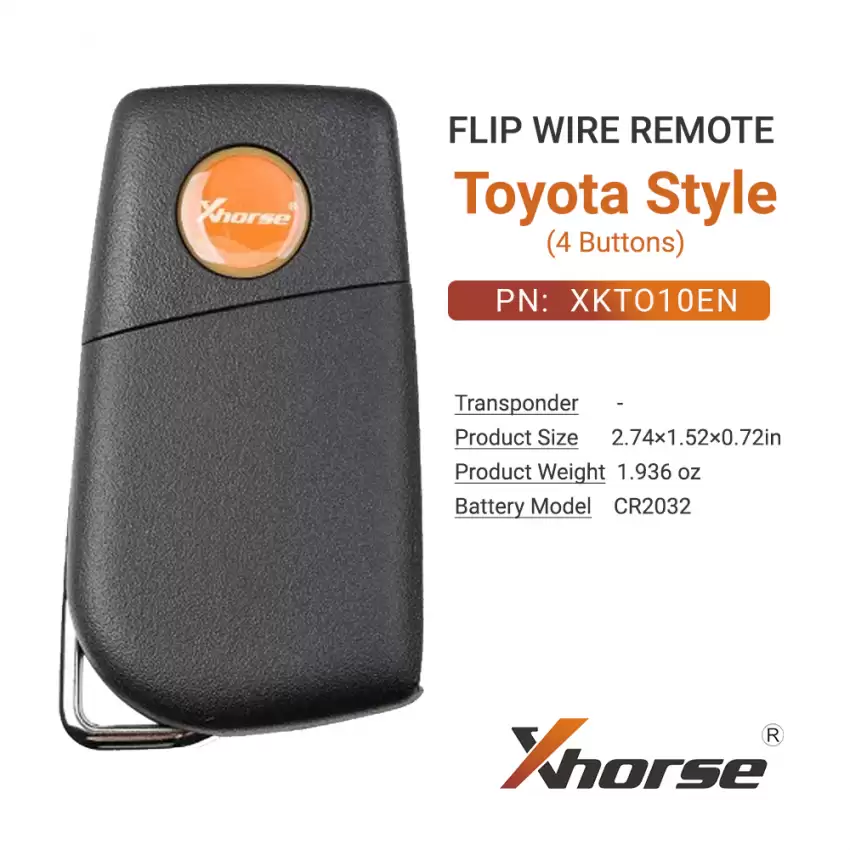 Xhorse Universal Wired Flip Remote Key Toyota Style Key 4 Button XKTO10EN - CR-XHS-XKTO10EN  p-4