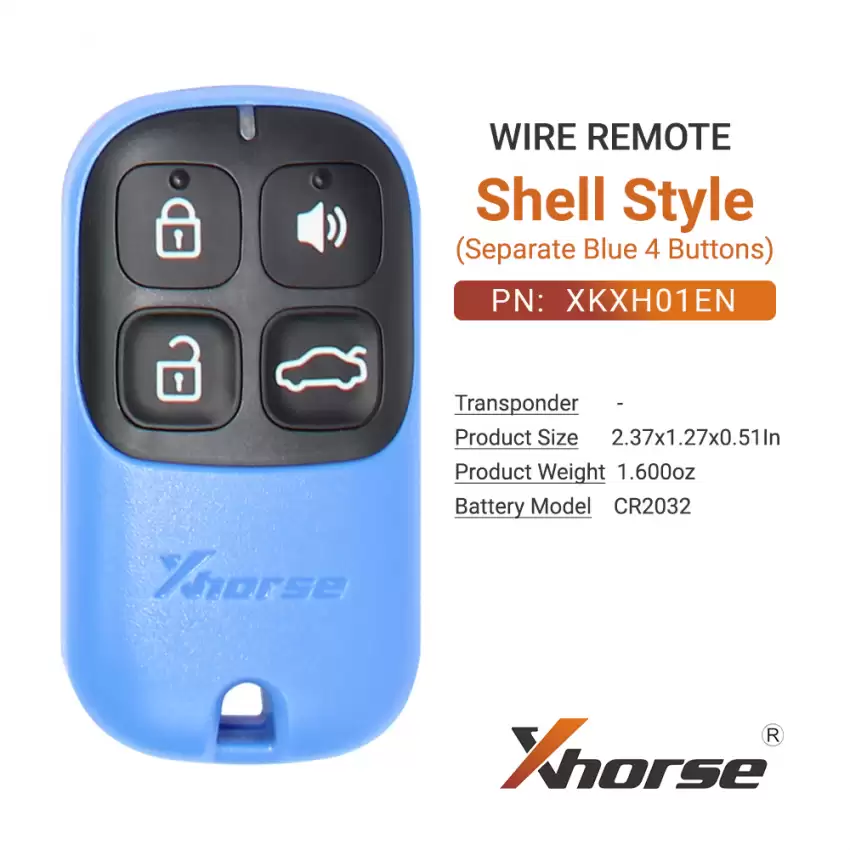 Xhorse Wire Remote Key Shell Style Separate Blue 4 Buttons XKXH01EN - CR-XHS-XKXH01EN  p-2