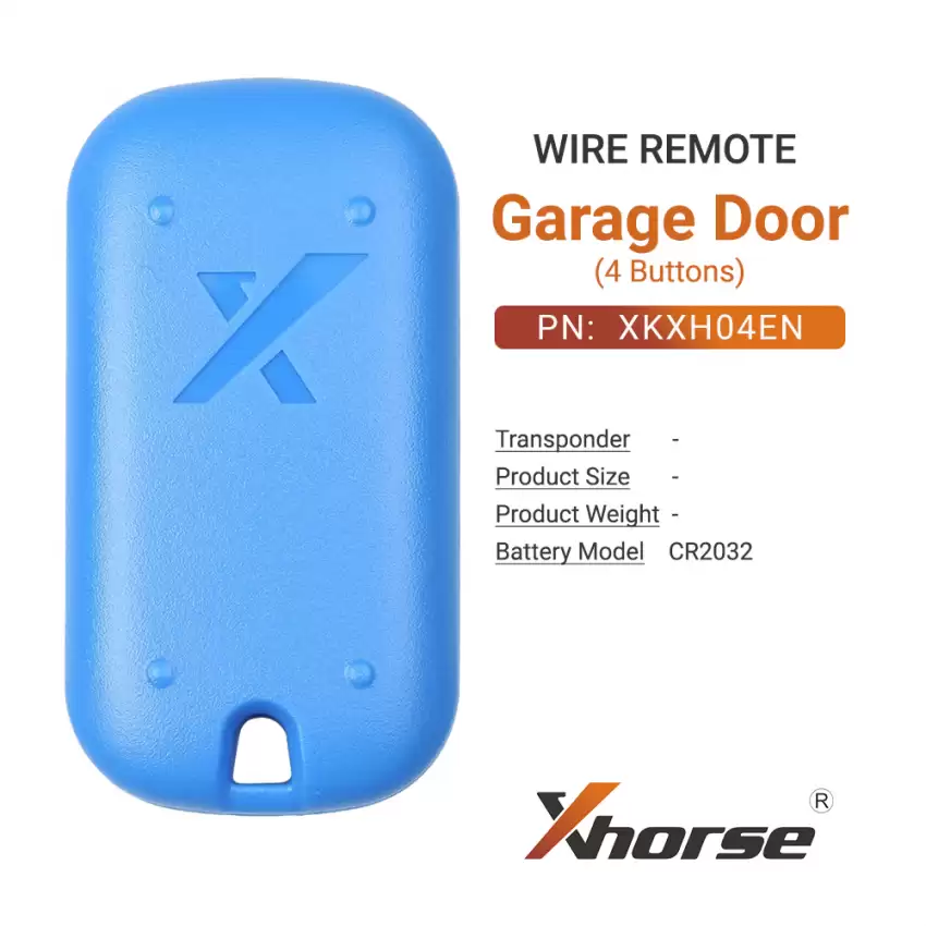 Xhorse Universal Wired Remote Key Garage Door 4 Buttons Blue Color XKXH04EN - CR-XHS-XKXH04EN  p-4