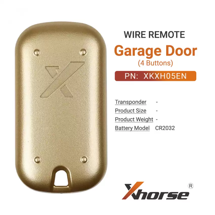 Xhorse Universal Wired Remote Key Garage Door 4 Buttons Golden Color XKXH05EN - CR-XHS-XKXH05EN  p-4