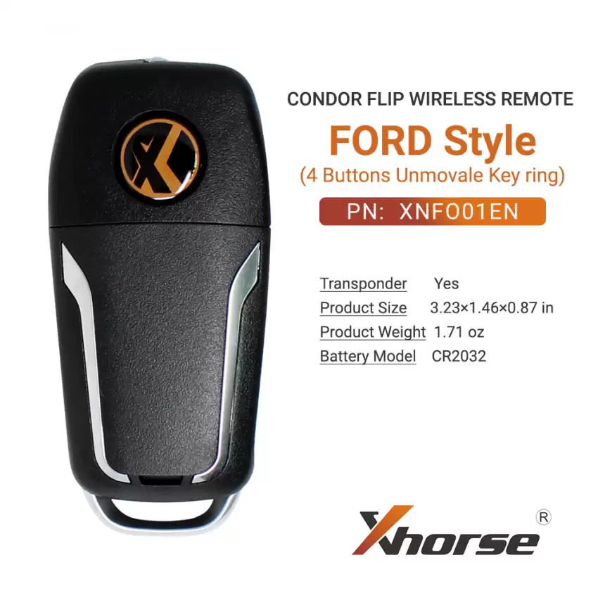 Xhorse Wireless Flip Remote Key Ford Style 4 Buttons XNFO01EN - CR-XHS-XNFO01EN  p-4