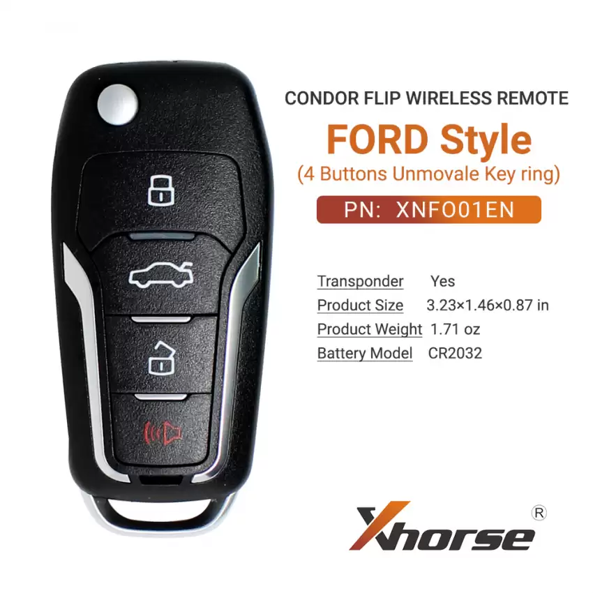 Xhorse Wireless Flip Remote Key Ford Style 4 Buttons XNFO01EN - CR-XHS-XNFO01EN  p-3
