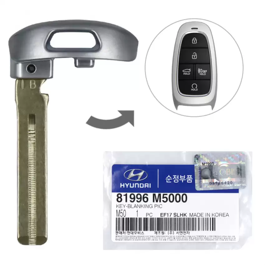 2019-2021 Hyundai Nexo Sonata OEM Emergency Insert Key Blade 81996-M5000