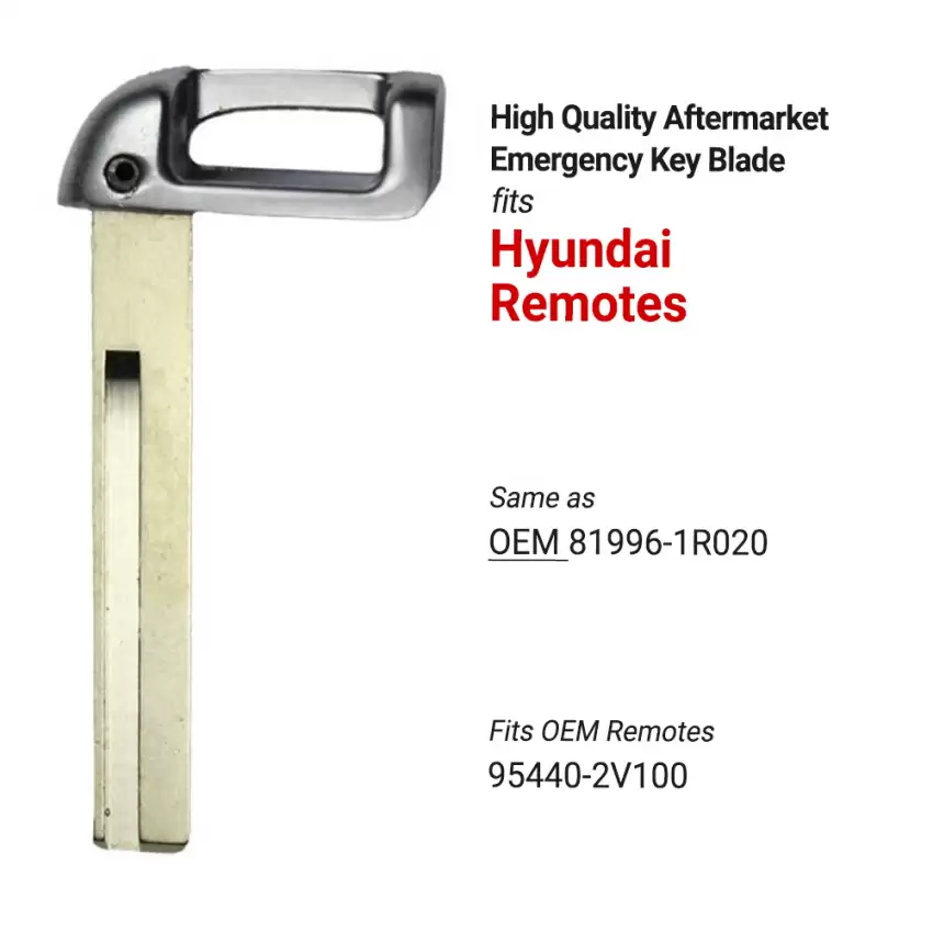 Hyundai Emergency Aftermarket Insert Key Blade Same as 81996-1R020
