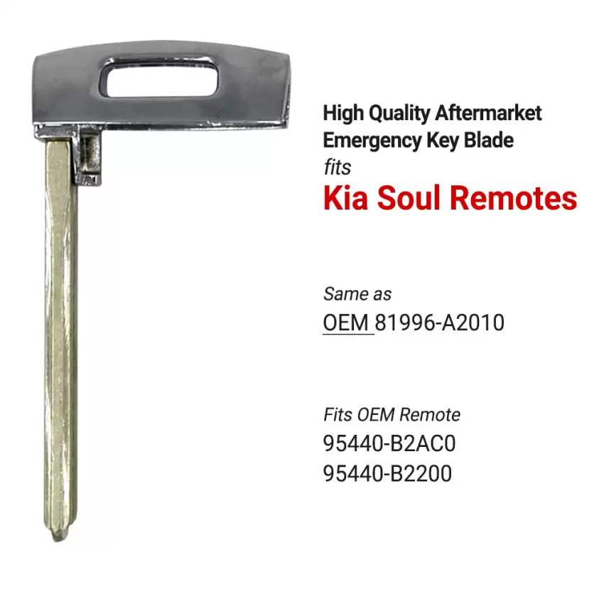 Kia Soul Aftermarket Insert Key Blade Replacement 81996-A2010 