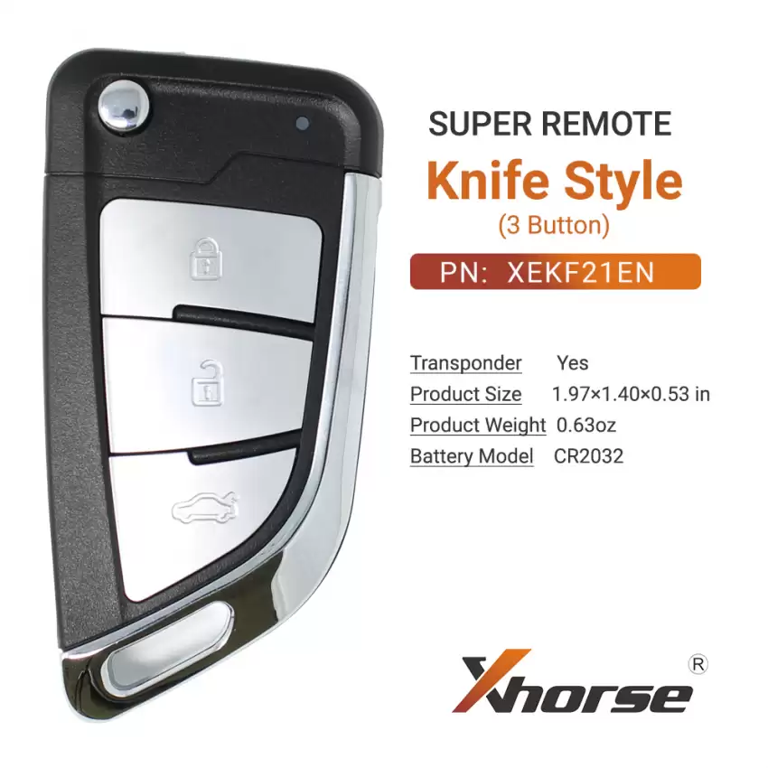 Xhorse Super Remote Flip Key Knife Style 3 Button XEKF21EN - CR-XHS-XEKF21EN  p-3