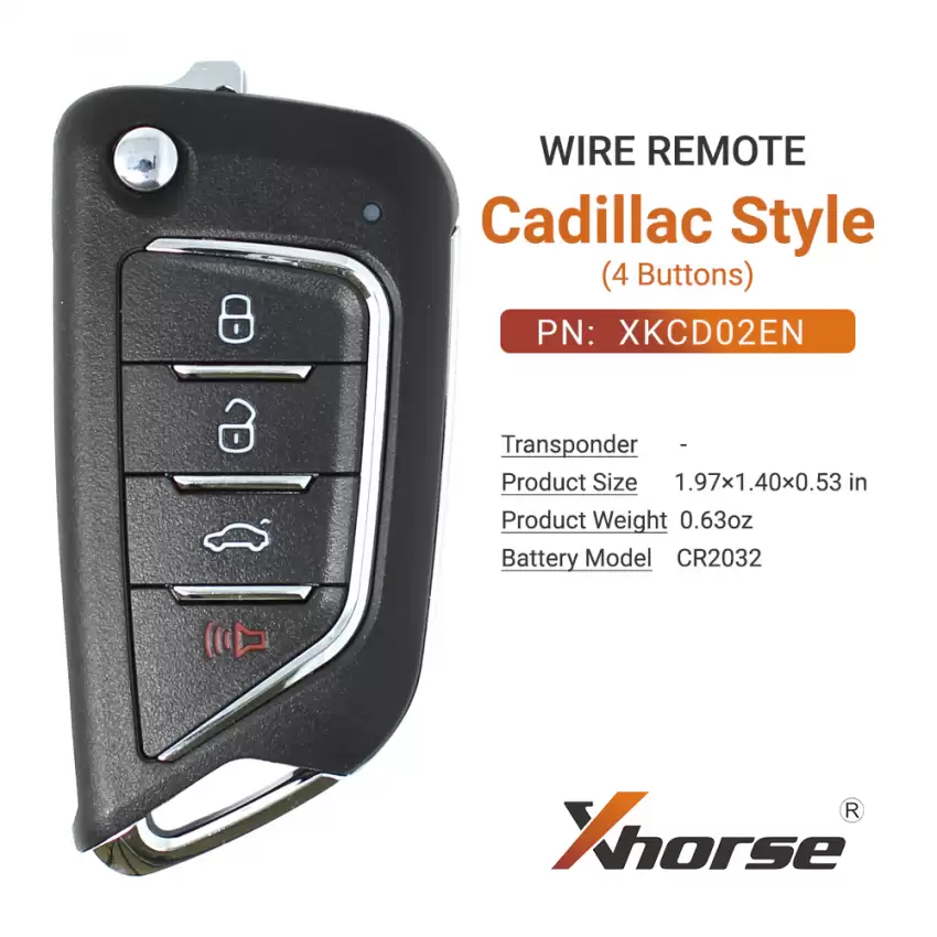 Xhorse Universal Wire Remote Key Cadillac Style 4 Button XKCD02EN - CR-XHS-XKCD02EN  p-3