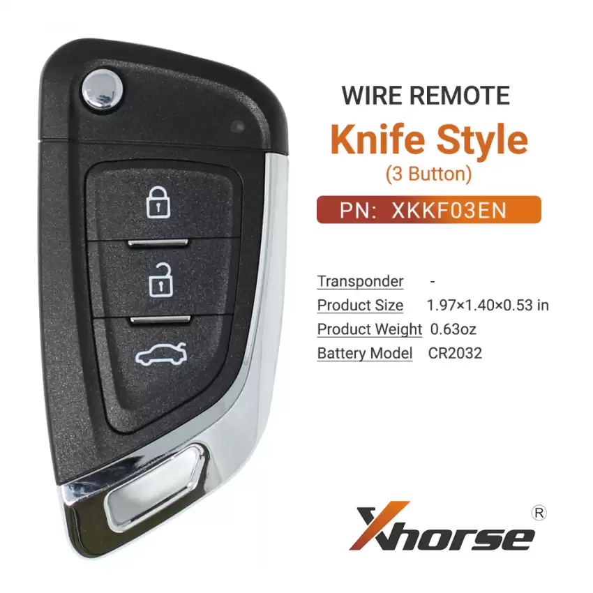 Xhorse Universal Flip Wire Remote Key Knife Style 3 Buttons XKKF03EN - CR-XHS-XKKF03EN  p-3