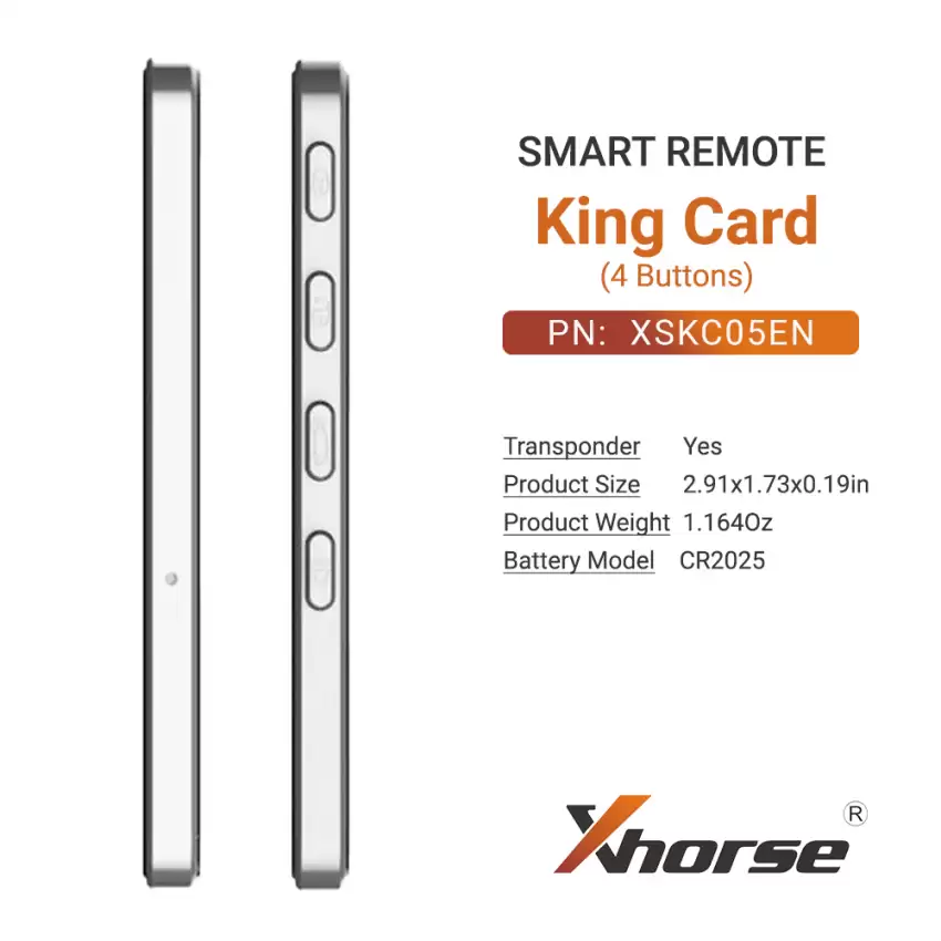 Xhorse Universal Smart Proximity KING CARD Remote Key Sky Blue 4 Button XSKC05EN - CR-XHS-XSKC05EN  p-5