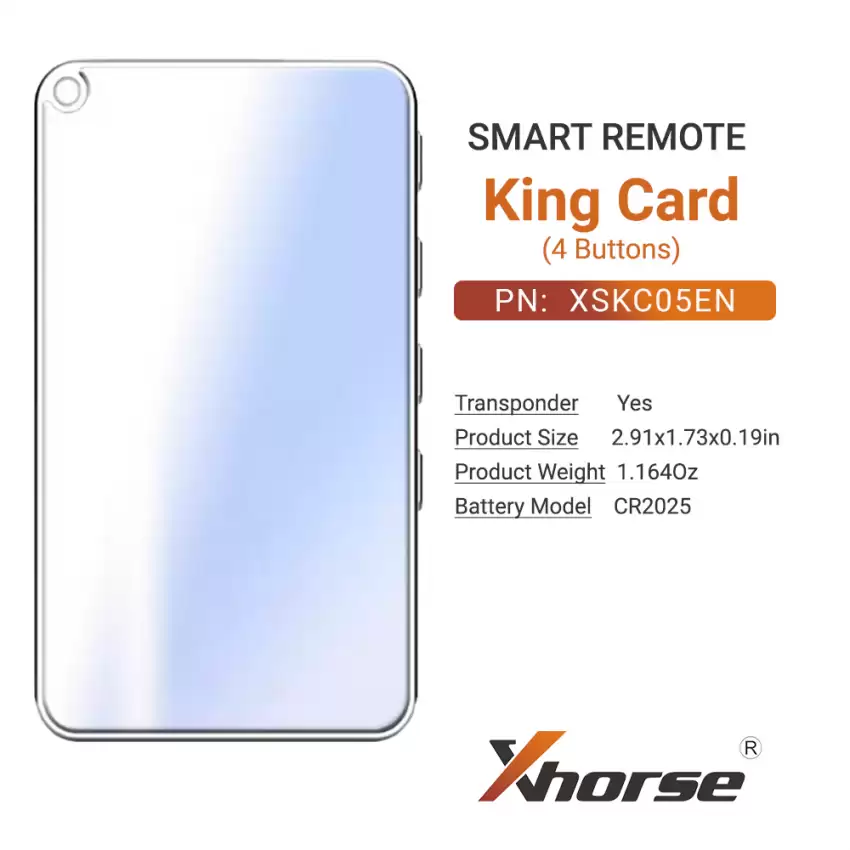 Xhorse Universal Smart Proximity KING CARD Remote Key Sky Blue 4 Button XSKC05EN - CR-XHS-XSKC05EN  p-4