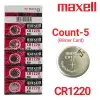 Maxell 5-Count CR1220 Lithium Batteries, 3V Coin Cell (Blister Card)