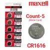Maxell 5-Count CR1616 Lithium Batteries, 3V Coin Cell (Blister Card)