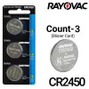 Rayovac 3-Count CR2450 Lithium Batteries, 3V Coin Cell (Blister Card)