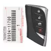 2020-2021 Lexus LC500 Hybrid Smart Proximity Remote 89904-11700 HYQ14FBZ (Blue Logo)