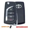 Flip Remote Key for Toyota Corolla 2020-2021 OEM Refurbished HYQ12BFB 4 Buttons with Super Chip 89070-33E90 89070-06790 (Grade B)