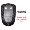 Silicon Cover for Cadillac Smart Remote Key 5 Button Carbon Fiber Style Black