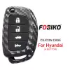 Silicon Cover for Hyundai Flip Remote Key 4 Button Carbon Fiber Style Black