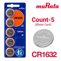 Murata 5-Count CR1632 Lithium Batteries, 3V Coin Cell (Blister Card)