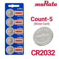 Murata 5-Count CR2032 Lithium Batteries, 3V Coin Cell (Blister Card)