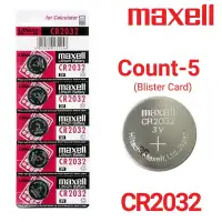 Maxell 5-Count CR2032 Lithium Batteries, 3V Coin Cell (Blister Card)