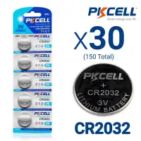 Bundle of 150 2032 3V Lithium Coin Cell Batteries (30 Packs of 5, Blister Card Packaging)