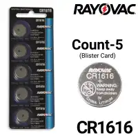 Rayovac 5-Count CR1616 Lithium Batteries, 3V Coin Cell (Blister Card)