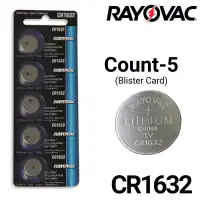 Rayovac 5-Count CR1632 Lithium Batteries, 3V Coin Cell (Blister Card)