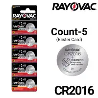 Rayovac 5-Count CR2016 Lithium Batteries, 3V Coin Cell (Blister Card)