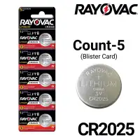 Rayovac 5-Count CR2025 Lithium Batteries, 3V Coin Cell (Blister Card)