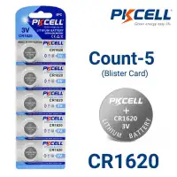 5-Count CR1620 Lithium Batteries, 3V Coin Cell (Blister Card)