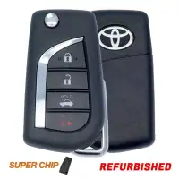Flip Remote Key for Toyota Corolla 2020-2021 OEM Refurbished HYQ12BFB 4 Buttons with Super Chip 89070-33E90 89070-06790 (Grade B)
