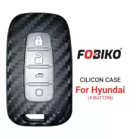 Silicon Cover for Old Hyundai Kia Smart Remote Key 4 Button Carbon Fiber Style Black