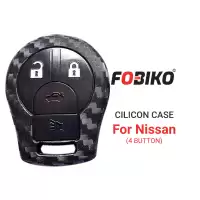 Silicon Cover for Nissan Remote Head Key 4 Button Carbon Fiber Style Black