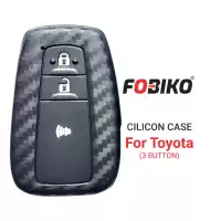 Silicon Cover for Toyota Smart Remote Key 3 Button Carbon Fiber Style Black